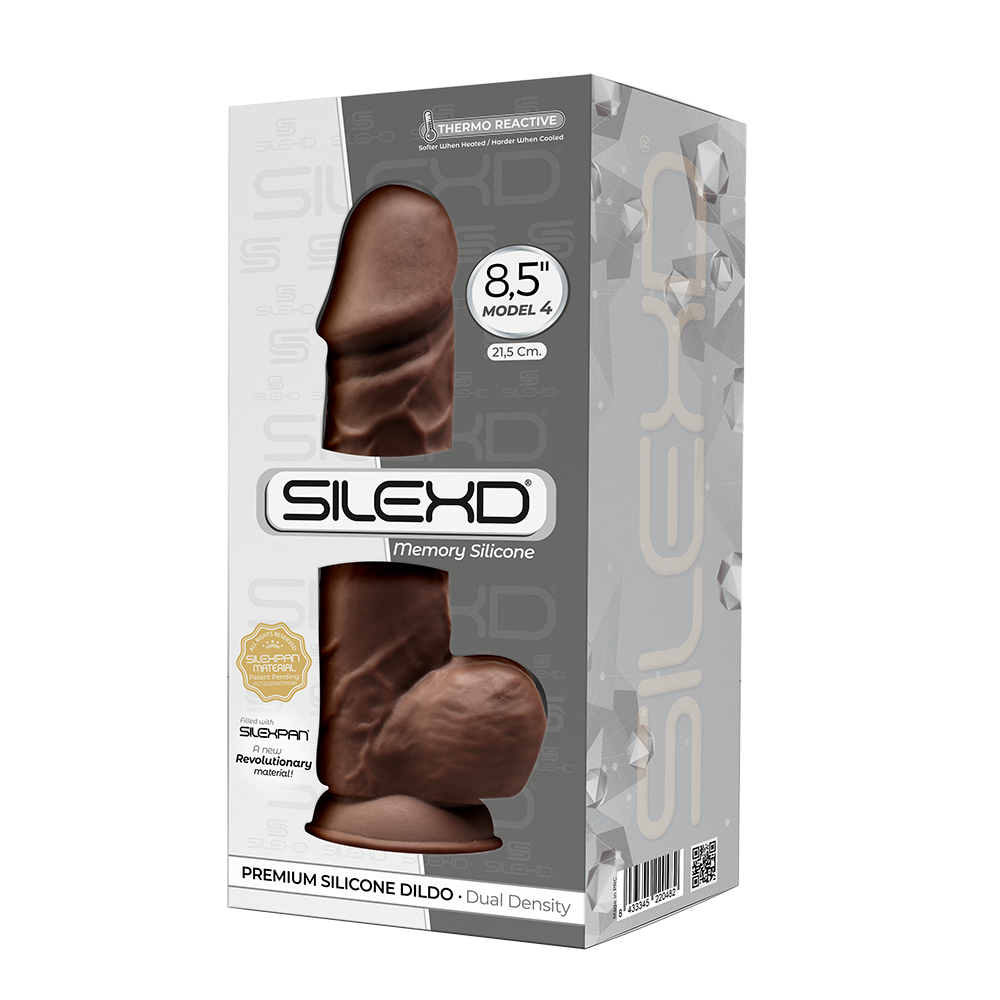8.5 inch Realistic Silicone Dual Density Girthy Dildo with Suction Cup with Balls Brown