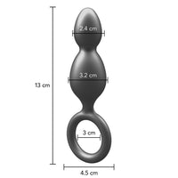 Black gender toy with measurements on a white background