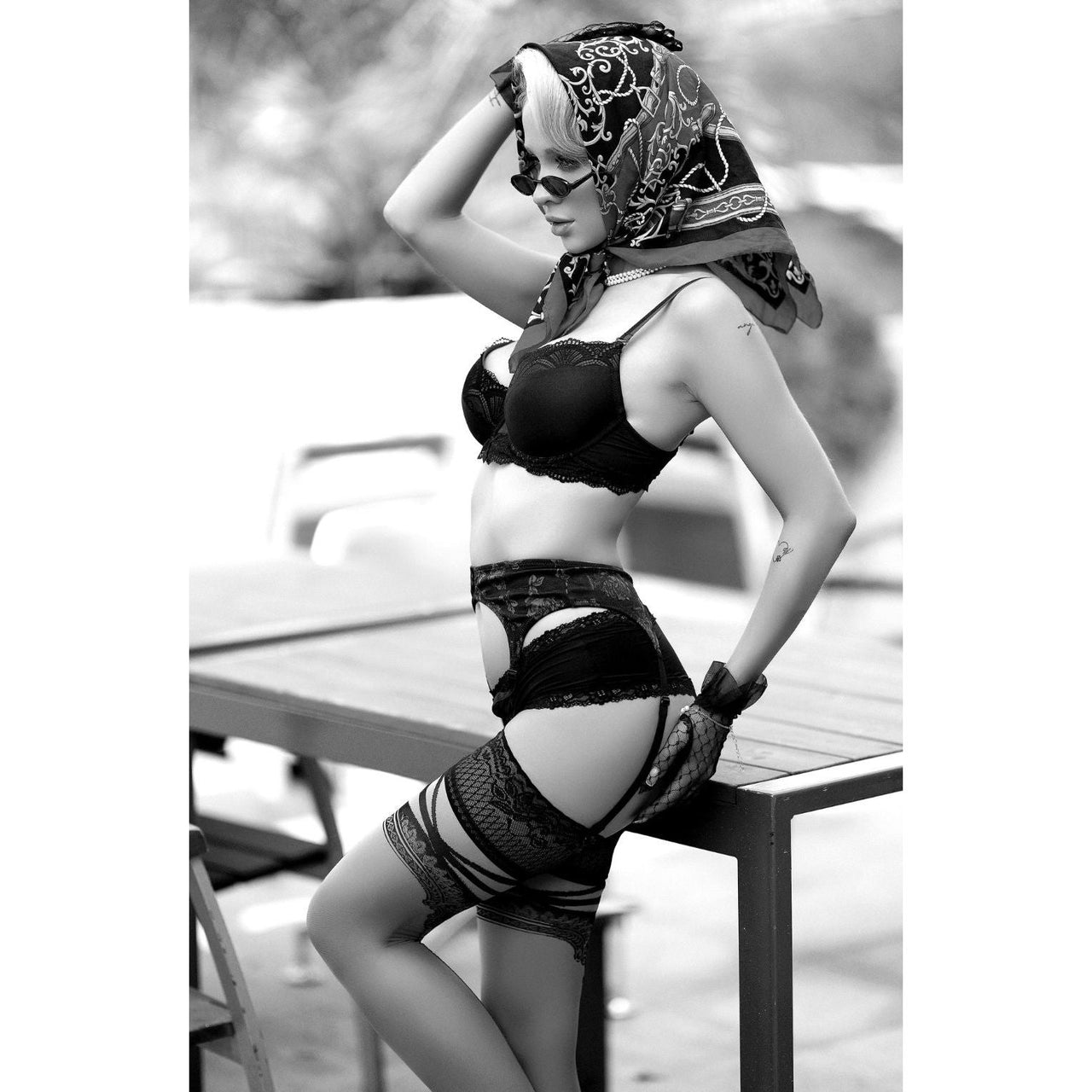 Black Secret BS145 Stockings Black/Skin