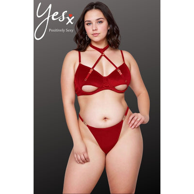 YesX YX872Q Hollow Cut Halter Bra Set Up To 2XL