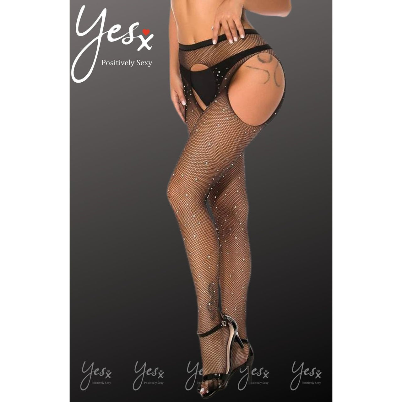 YesX YX850 Sparkly Fishnet - Black