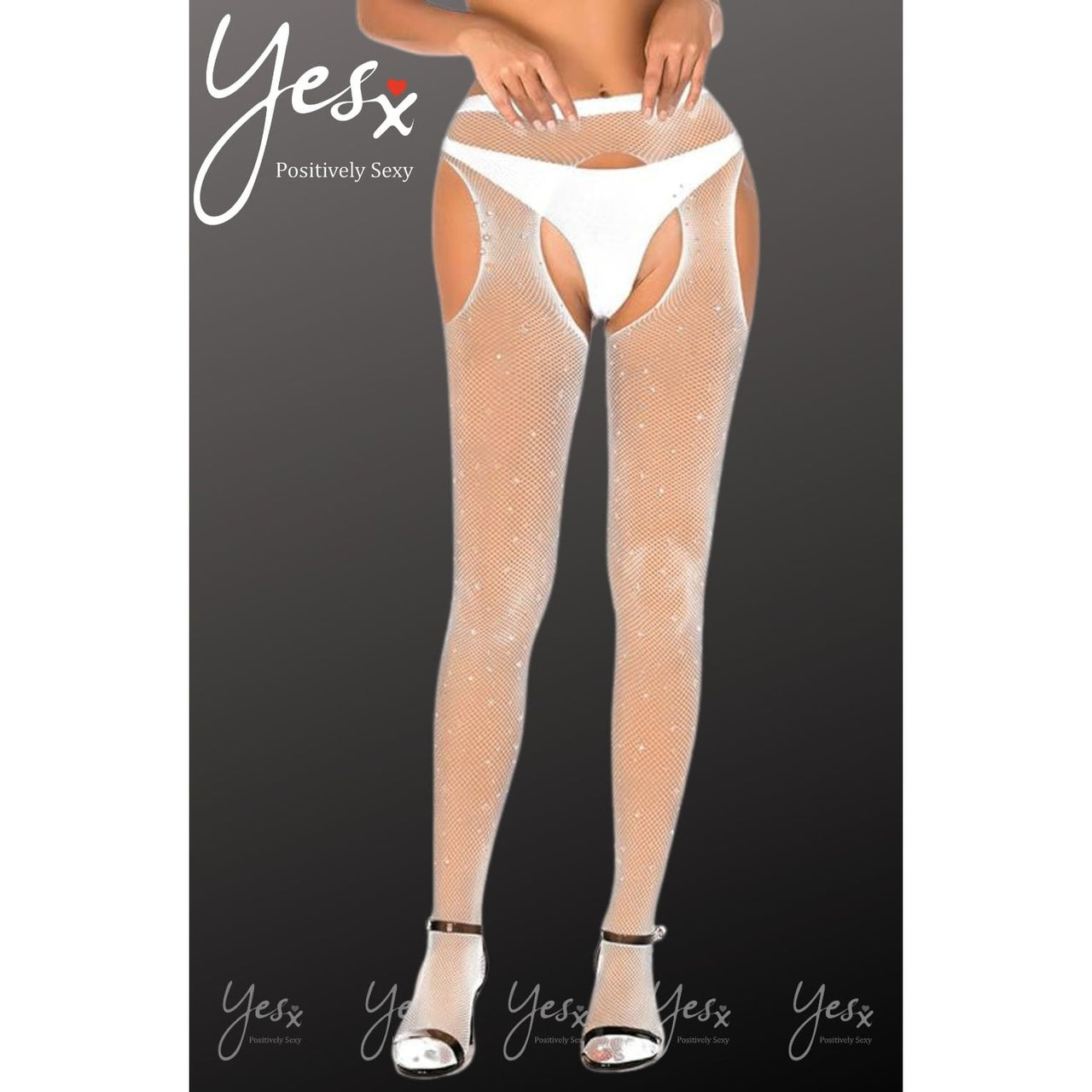 YesX YX851 Sparkly Fishnet White