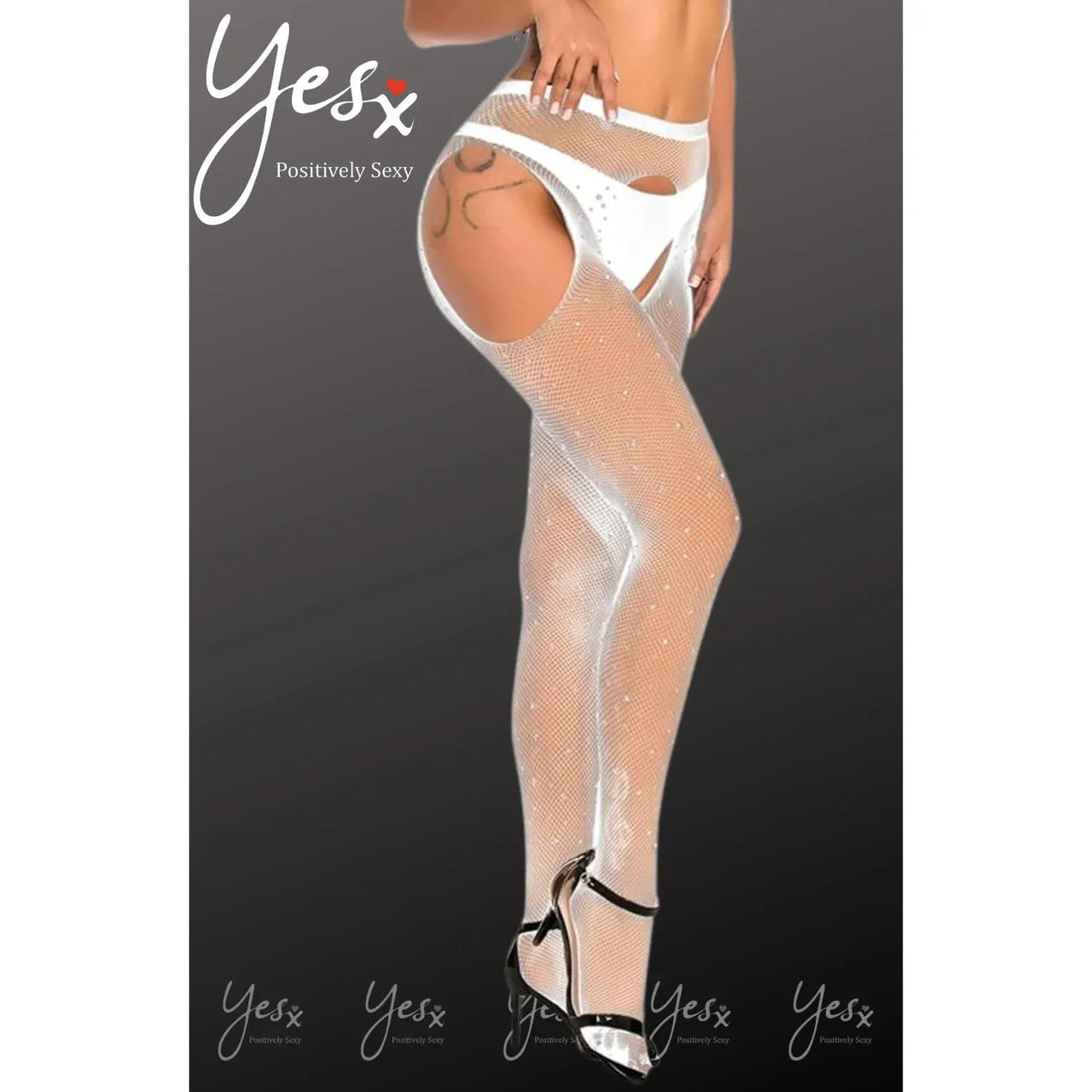 YesX YX851 Sparkly Fishnet White
