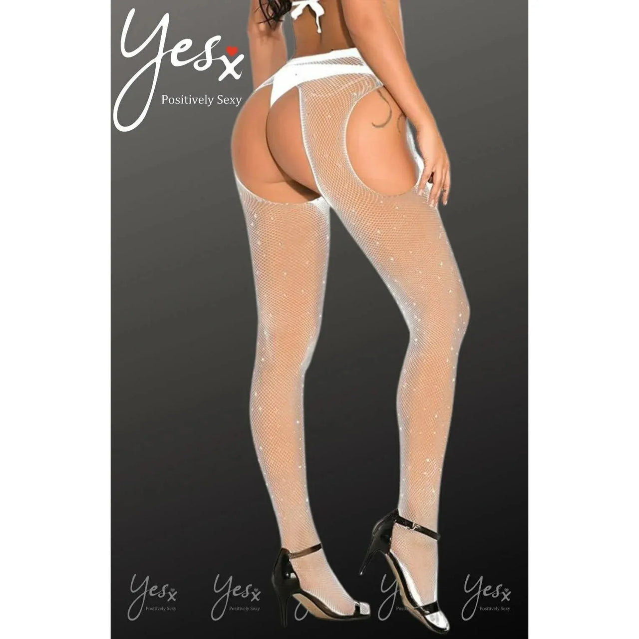 YesX YX851 Sparkly Fishnet White