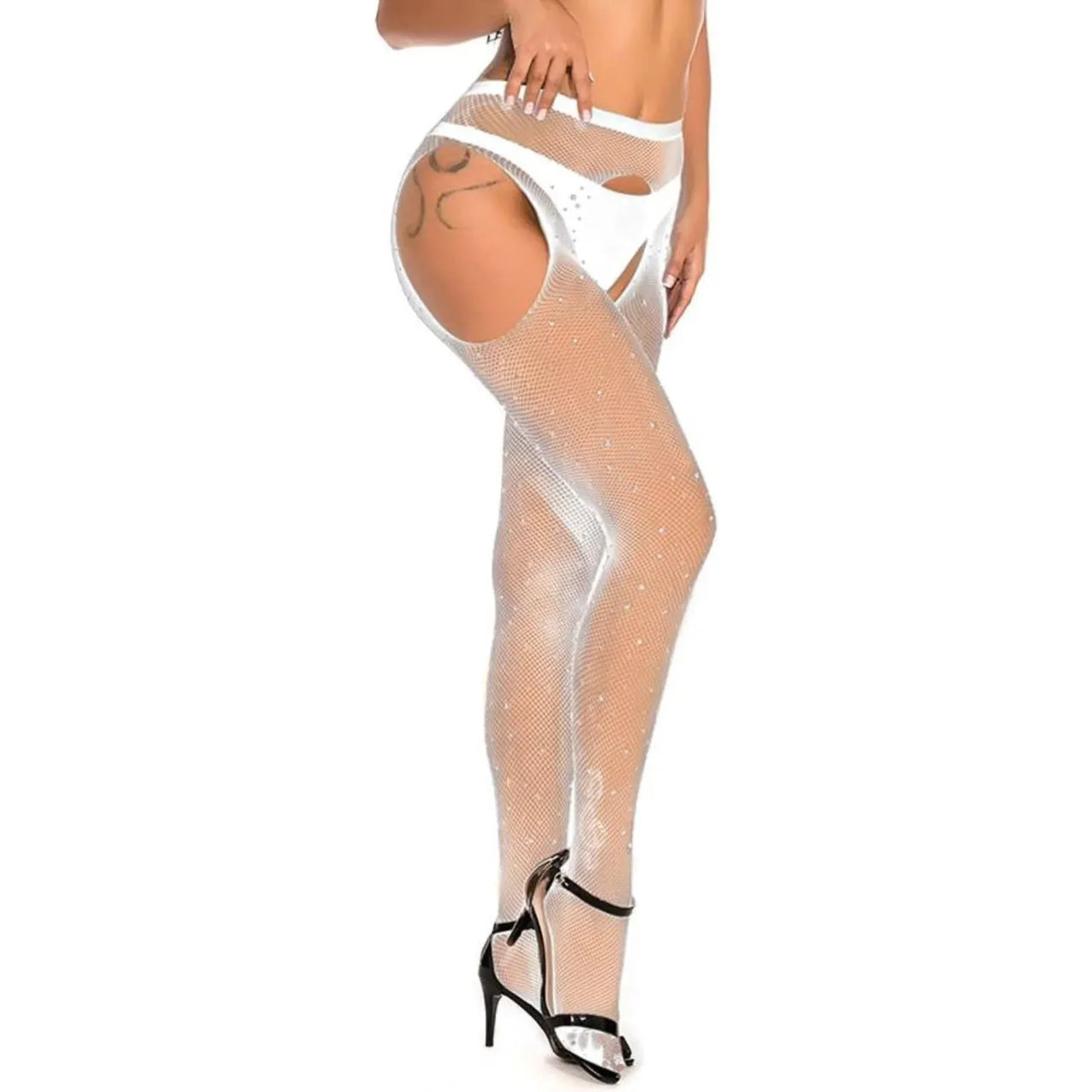 YesX YX851 Sparkly Fishnet White