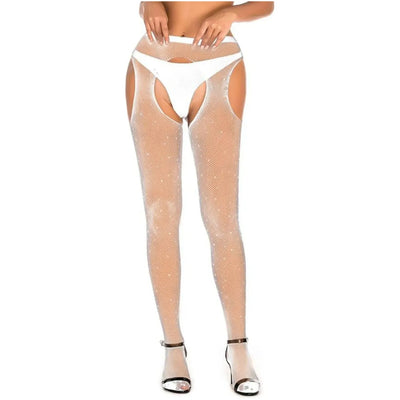 YesX YX851 Sparkly Fishnet White
