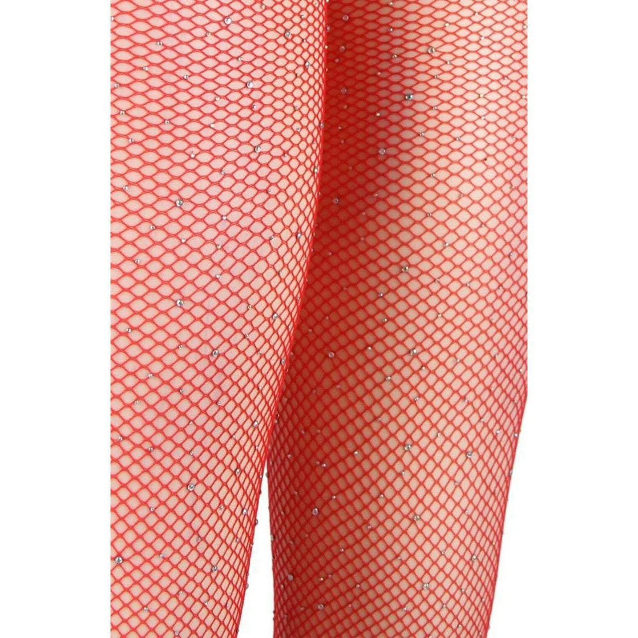YesX YX852 Sparkly Fishnet Crotchless Tights - Red