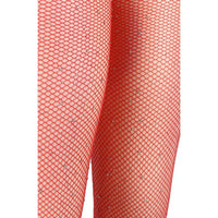 YesX YX852 Sparkly Fishnet Crotchless Tights - Red