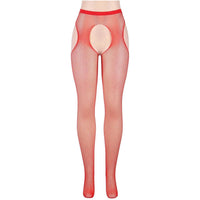 YesX YX852 Sparkly Fishnet Crotchless Tights - Red