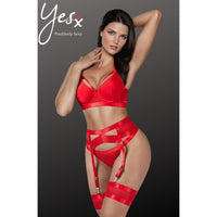 YesX YX870 Bondage Garter Bra Set - Red