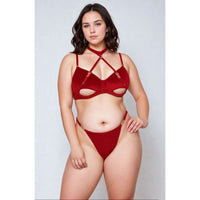 YesX YX872Q Hollow Cut Halter Bra Set Up To 2XL