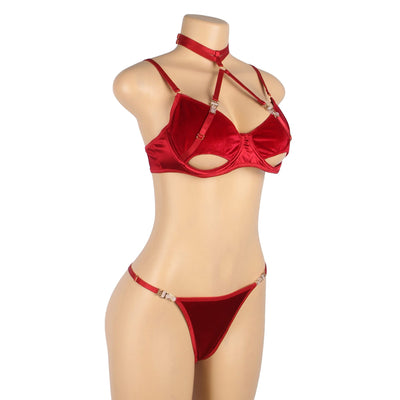 YesX YX872 Hollow Cut Halter Bra Set