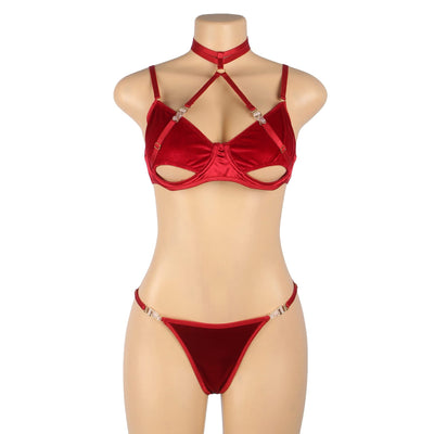 YesX YX872 Hollow Cut Halter Bra Set