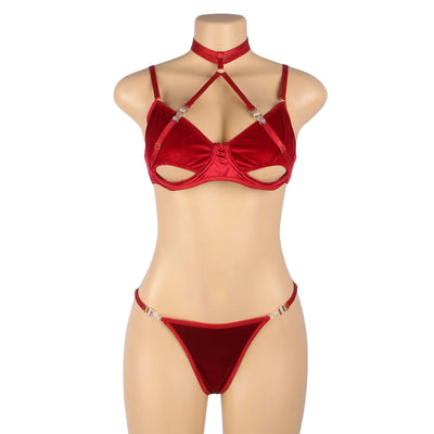YesX YX872Q Hollow Cut Halter Bra Set Up To 2XL