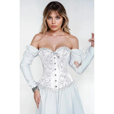 YesX YX887 Elegant White Brocade Corset
