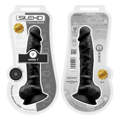 9 inch Realistic Silicone Dual Density Dildo with Suction Cup with Balls Black