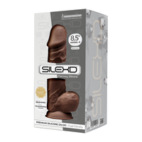 8.5 inch Realistic Silicone Dual Density Girthy Dildo with Suction Cup with Balls Brown