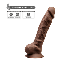 9 inch Realistic Silicone Dual Density Dildo with Suction Cup with Balls Brown