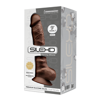 9 inch Realistic Silicone Dual Density Dildo with Suction Cup with Balls Brown
