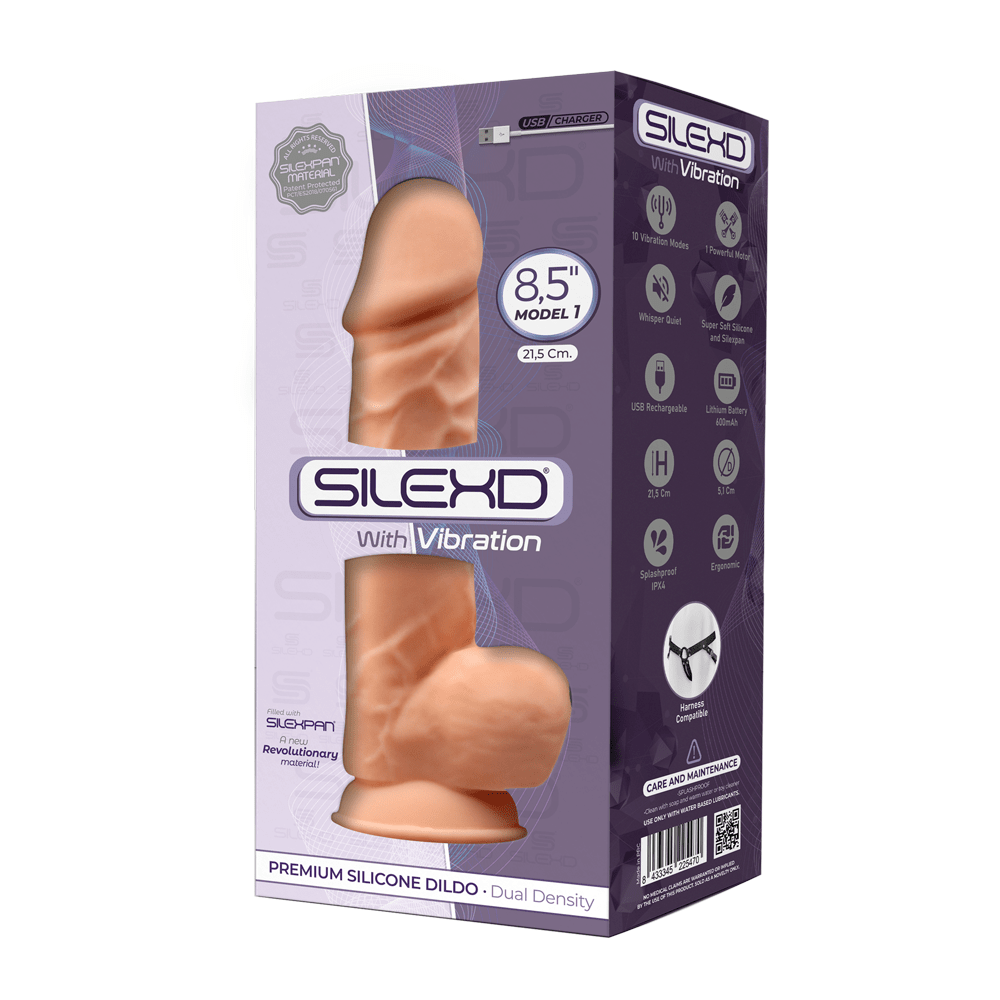 8.5 inch Realistic Vibrating Silicone Dual Density Girthy Dildo with Suction Cup with Balls