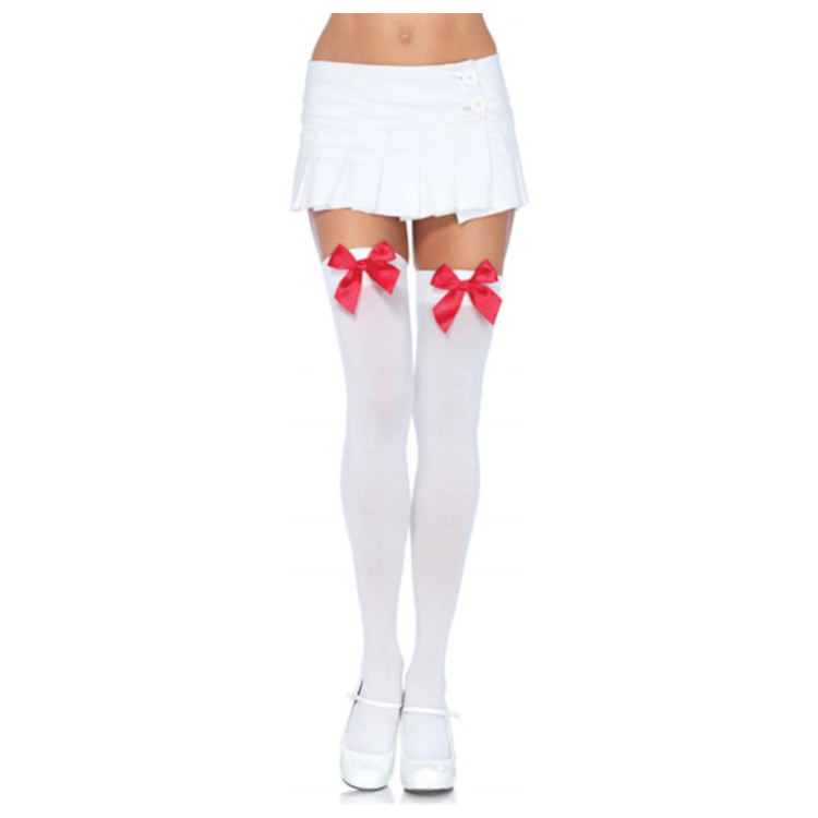 Leg Avenue Nylon Thigh Highs with Bow